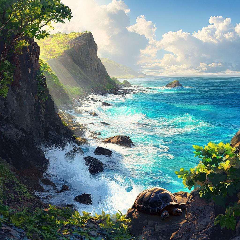 Galapagos Cliffs and Wild Sea View