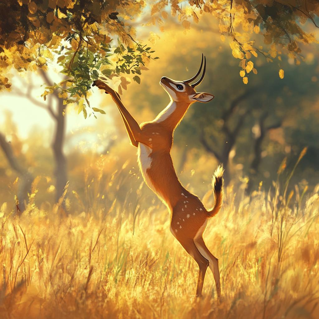 Gerenuk Reaching for Leaves in Tree