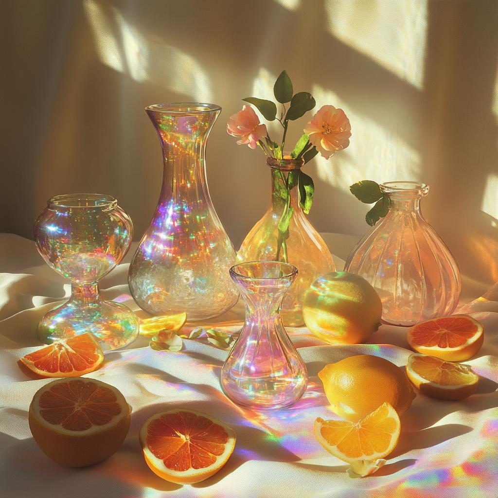Still Life Glass Vases with Oranges