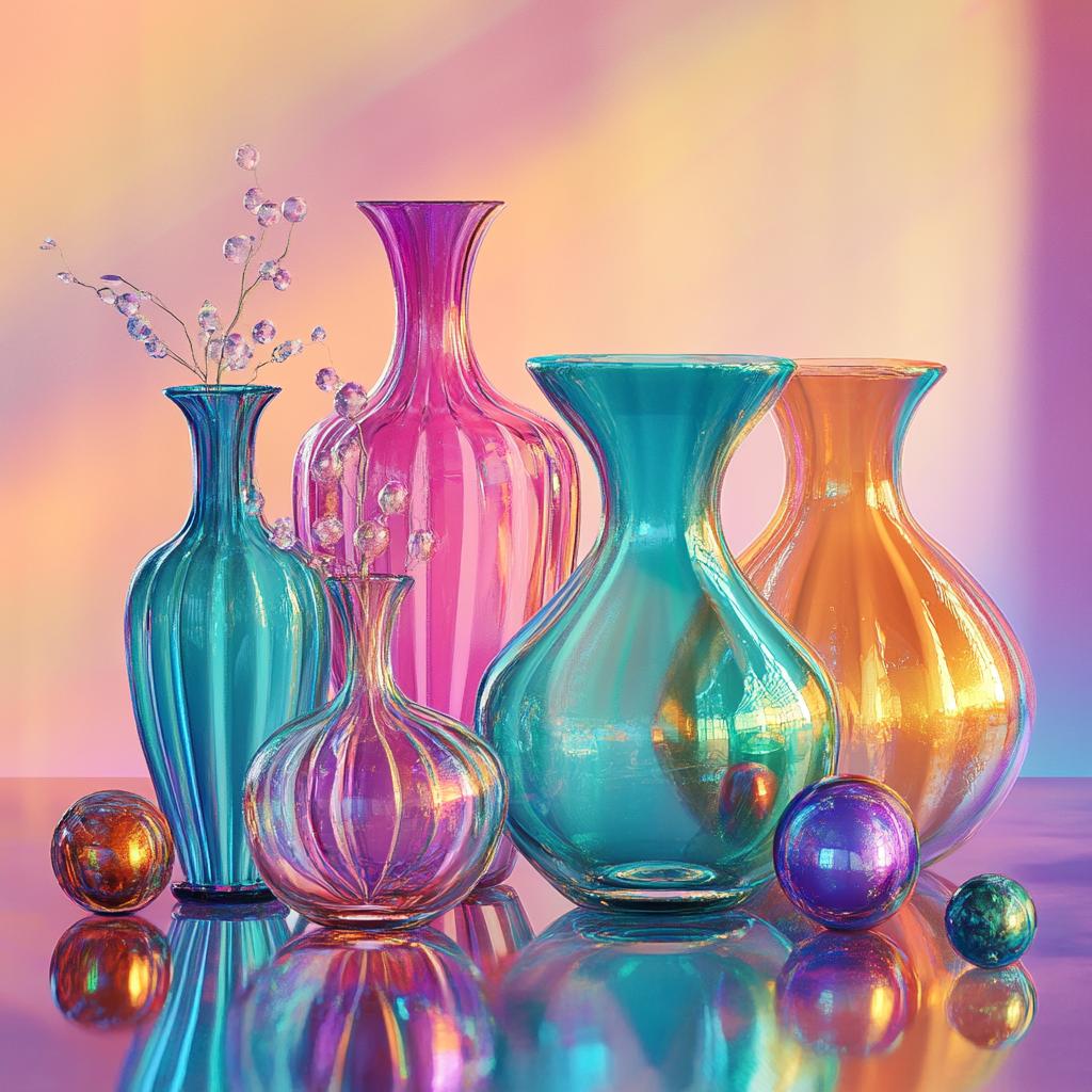 Colorful Vases and Glass Balls Still Life
