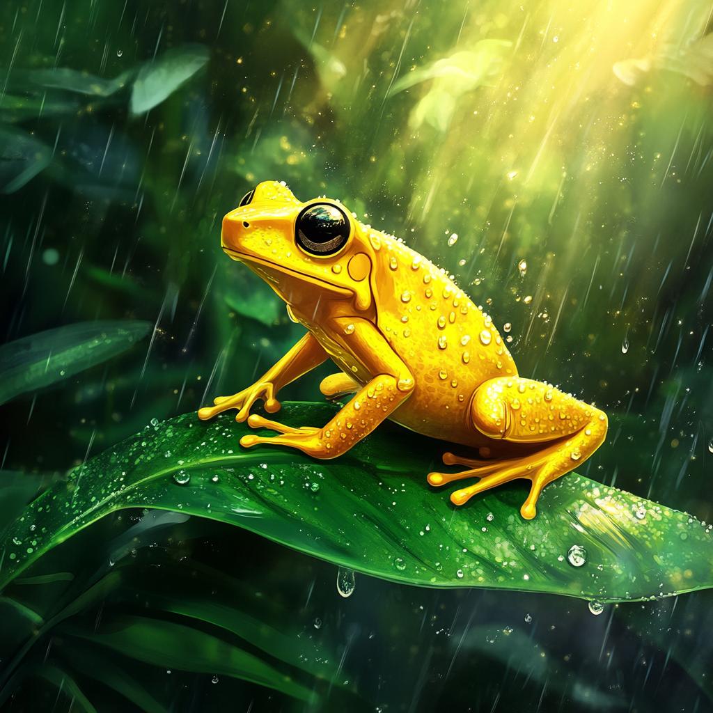 Golden Dart Frog Resting on Leaf