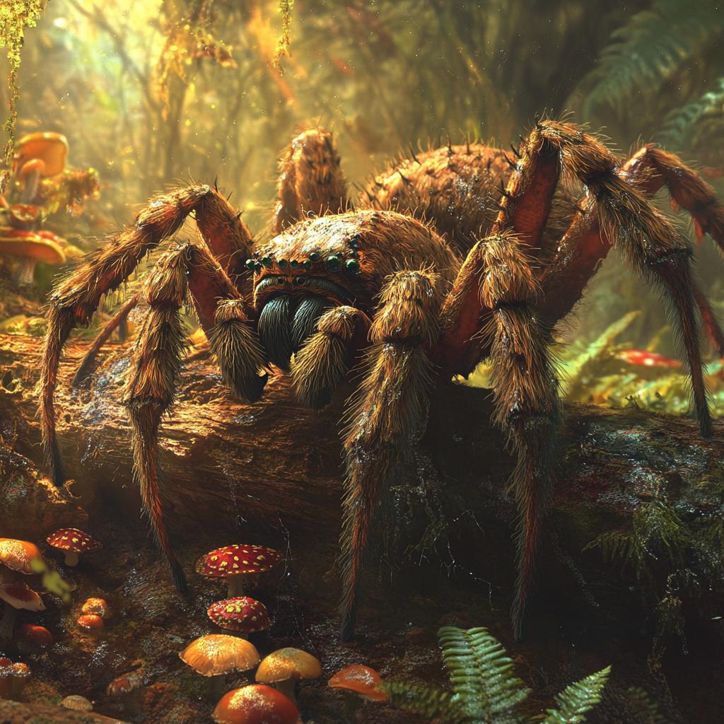 Goliath Birdeater Walking Through Forest
