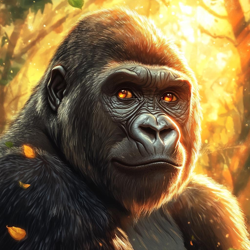 Gorilla Portrait at Sunset