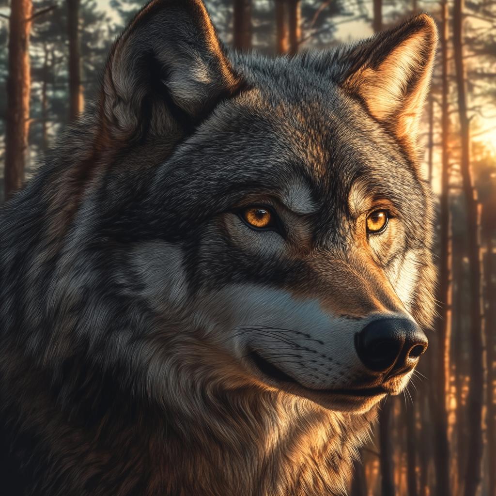 Close Up Portrait of Gray Wolf