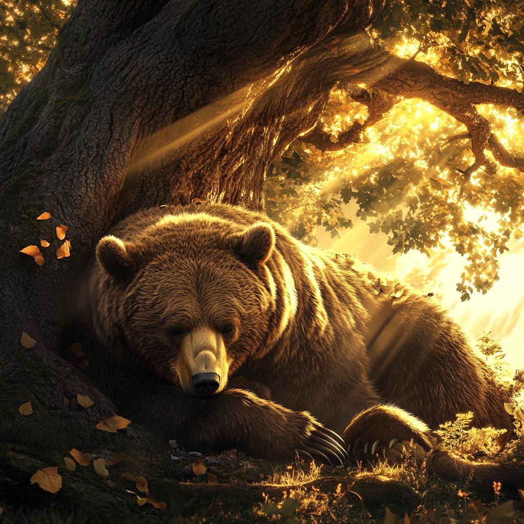 Grizzly Bear Resting in Forest