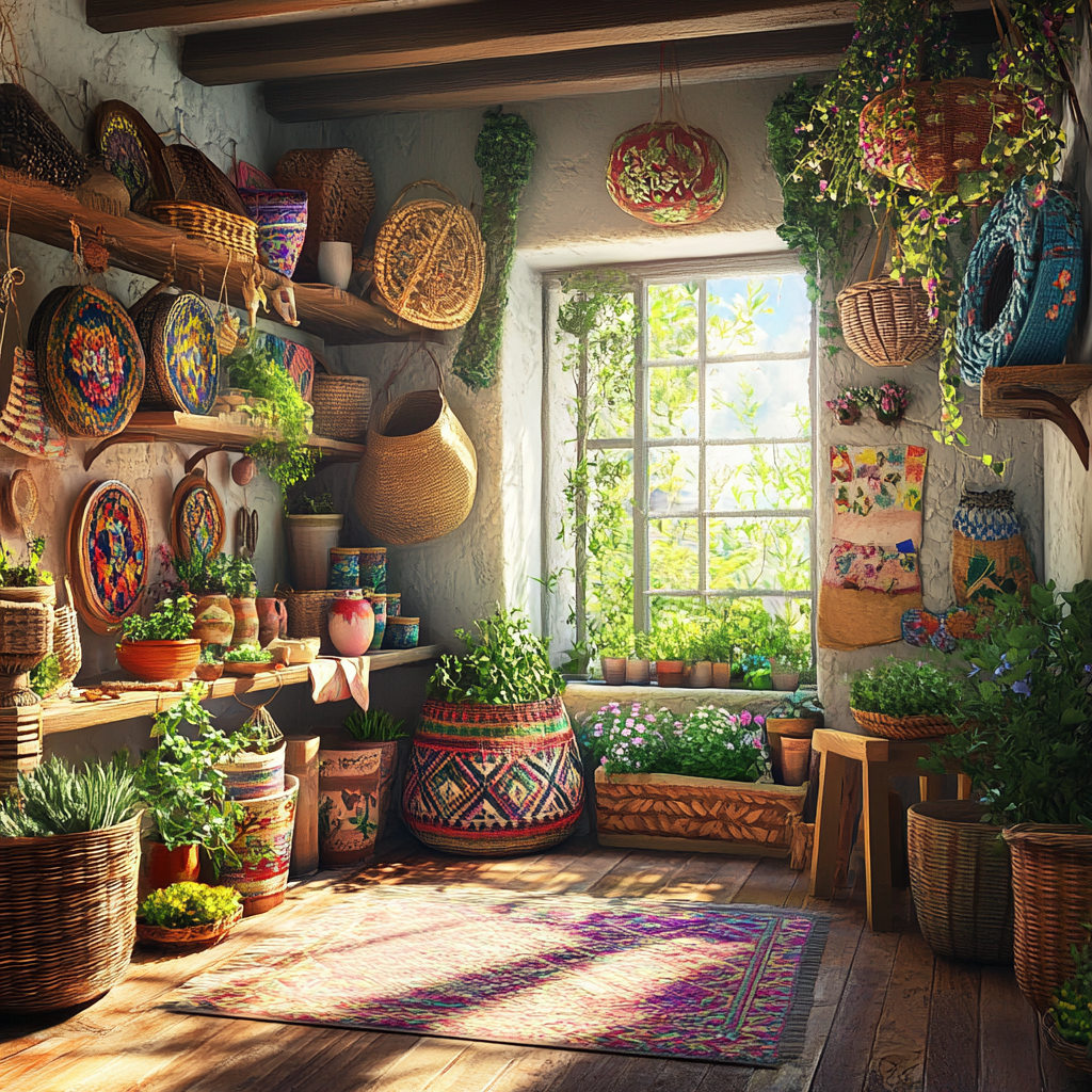 Flower Shop Window Still Life with Sunlight