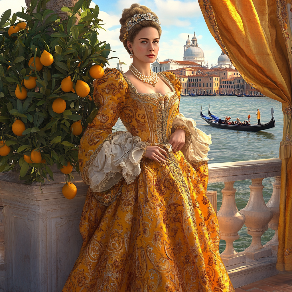 Traditional Princess on Venetian Balcony