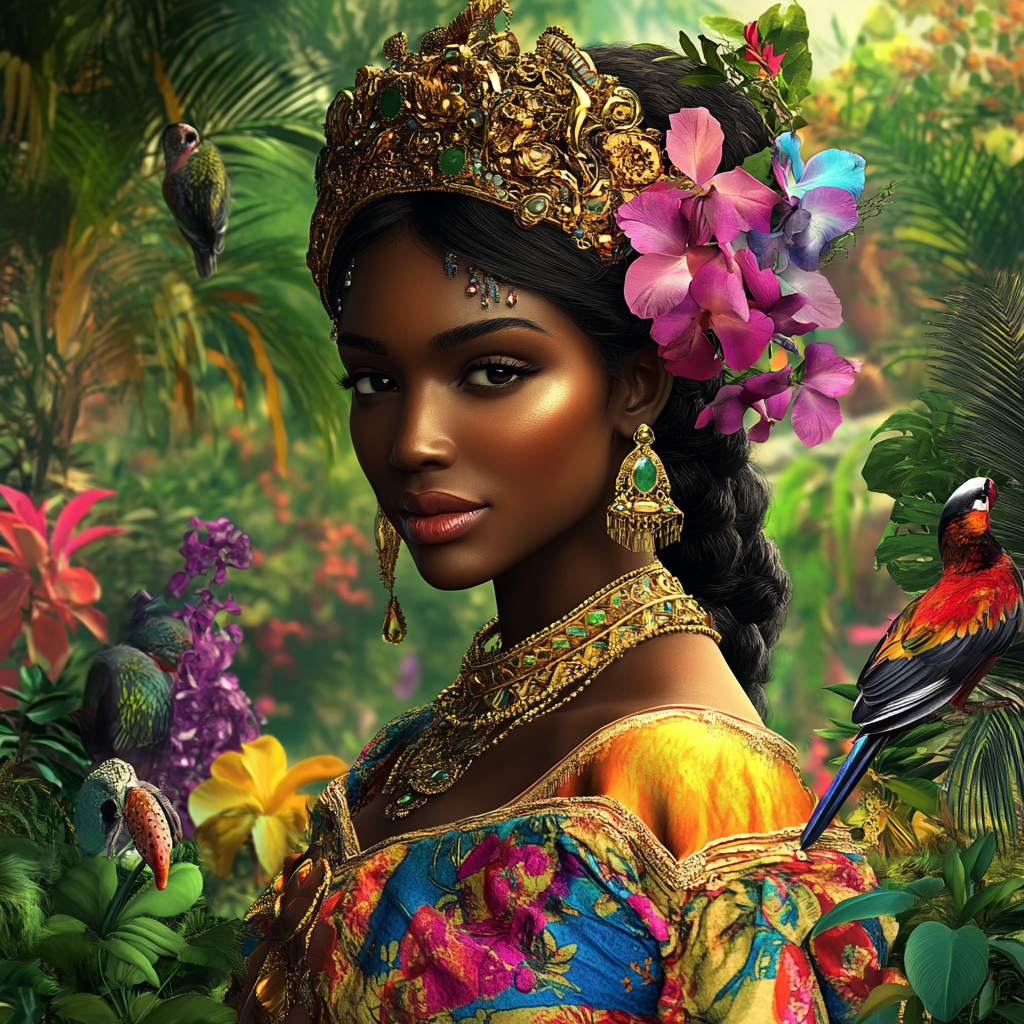West African Woman in Colorful Dress