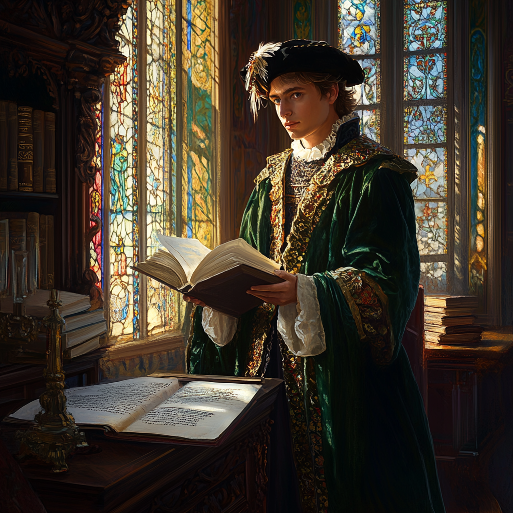 Renaissance Scholar Reading in Church