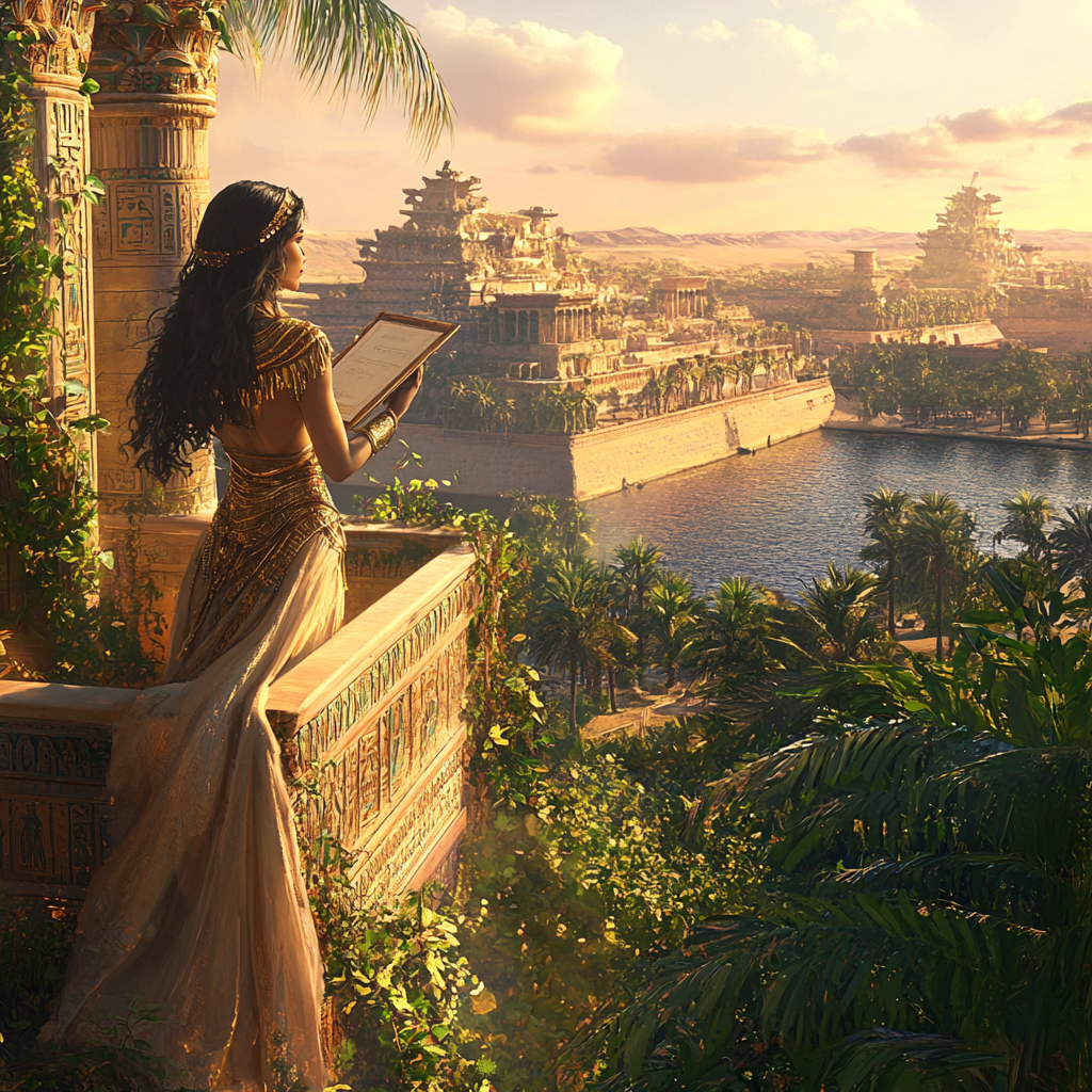 Cleopatra on Balcony Over Her Empire