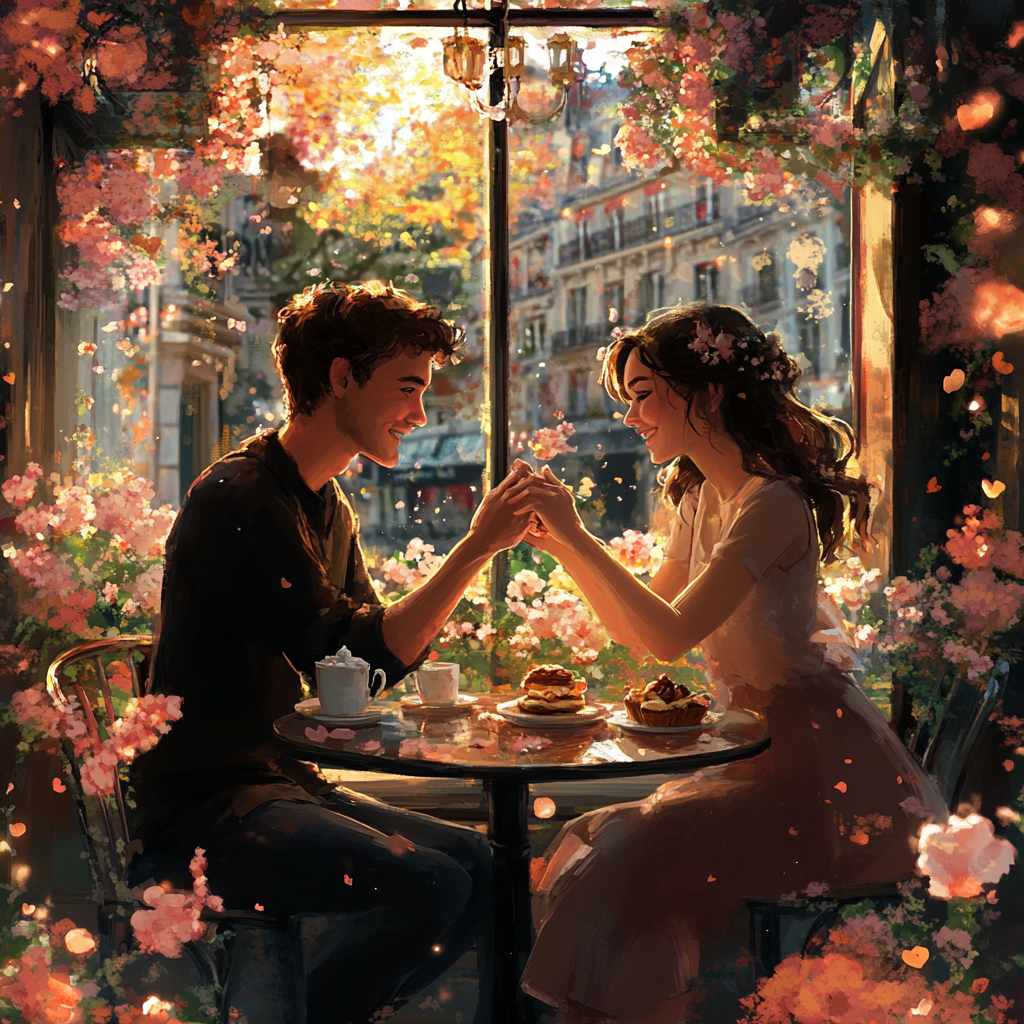 Couple Holding Hands at Romantic Dinner