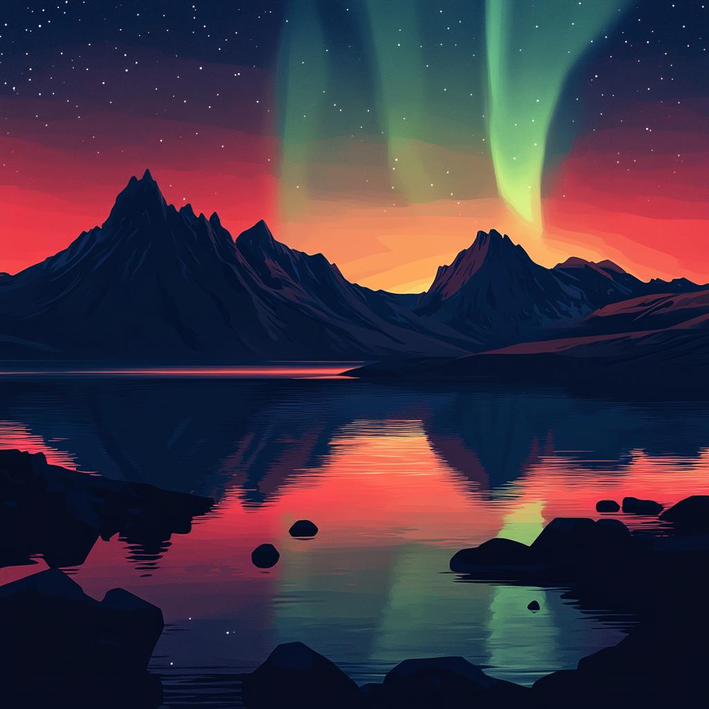 Aurora Reflected in Peaceful Iceland Lake