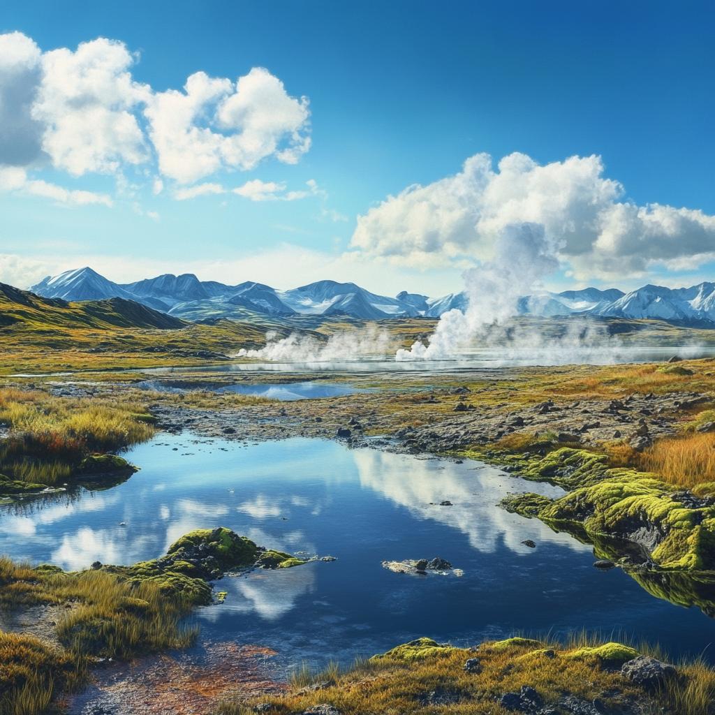 Iceland Hot Springs with Mossy Lava Fields