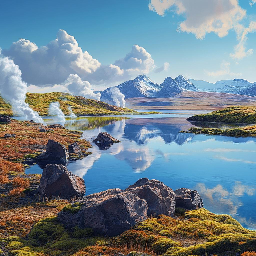 Geothermal Springs in Iceland Landscape