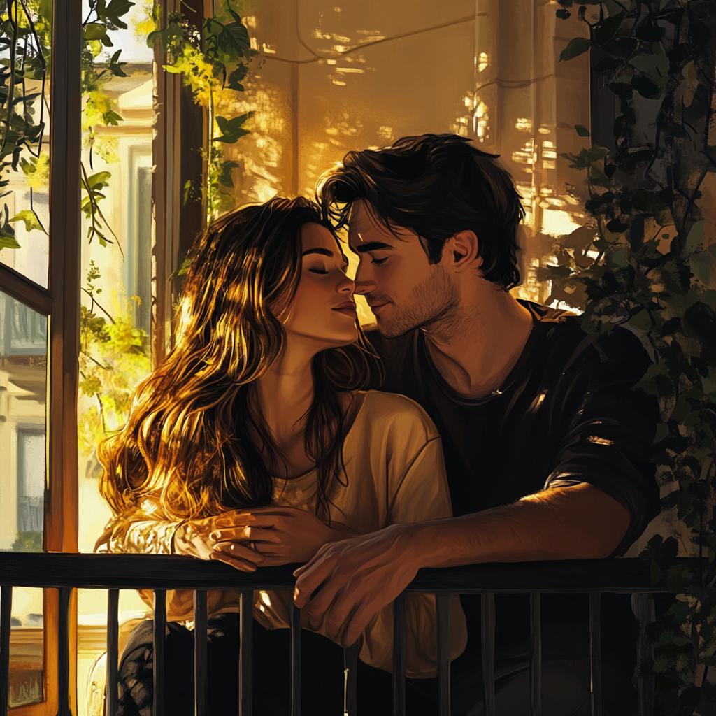 Loving Couple Holding Each Other About to Kiss