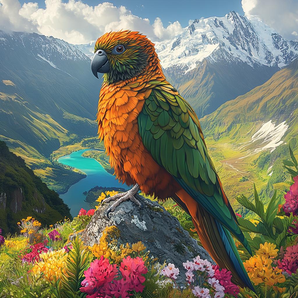 Mountain View with Resting Kea