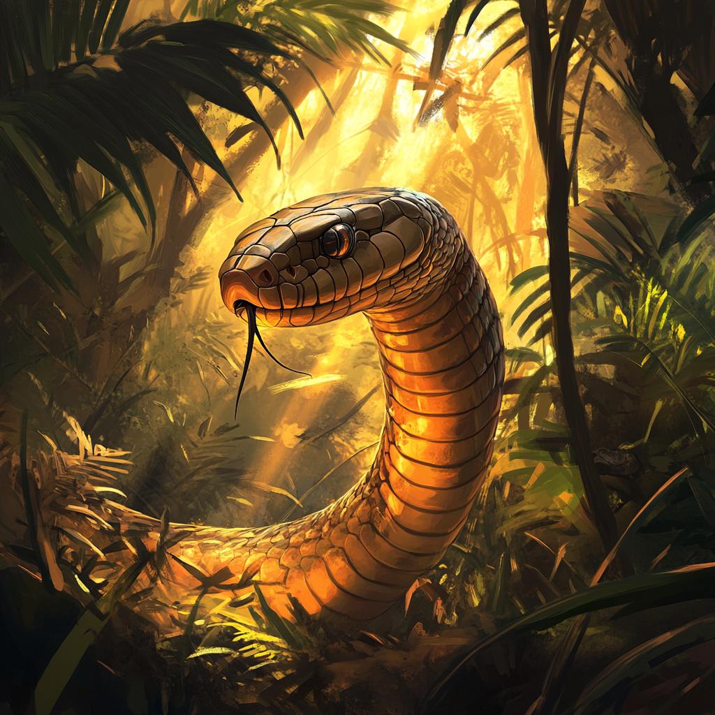 King Cobra in Rainforest Portrait