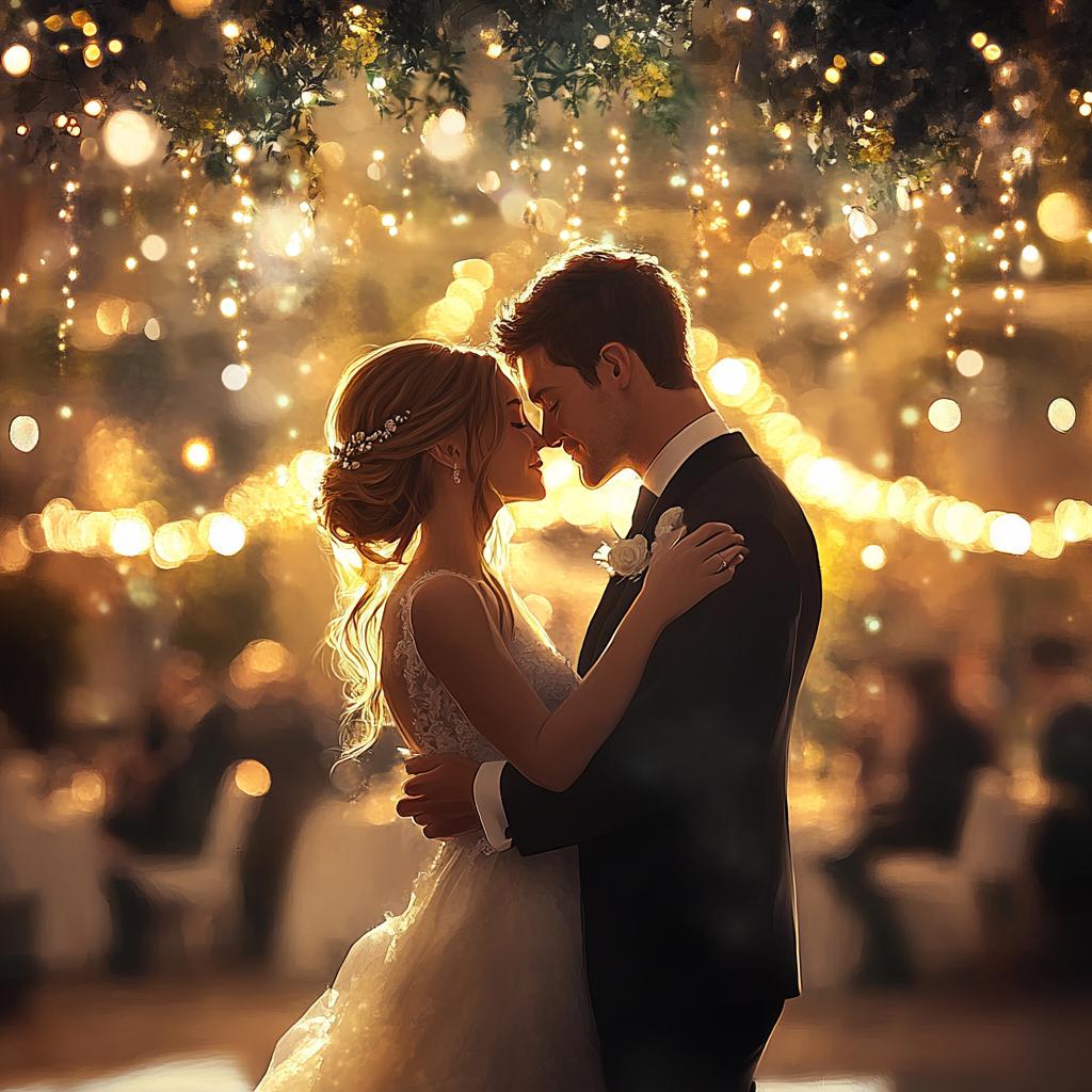 Wedding Couple Sharing a Kiss