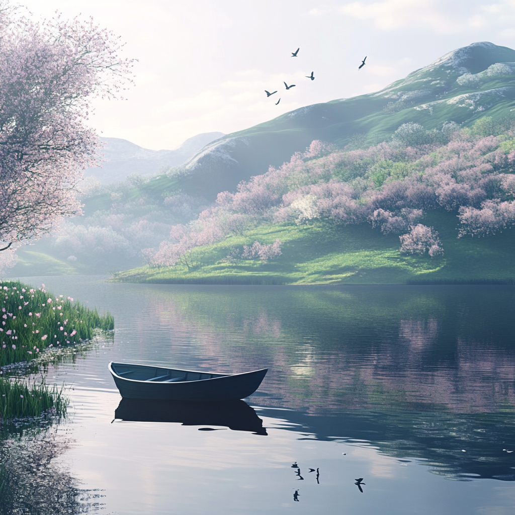 Abandoned Boat in Misty River