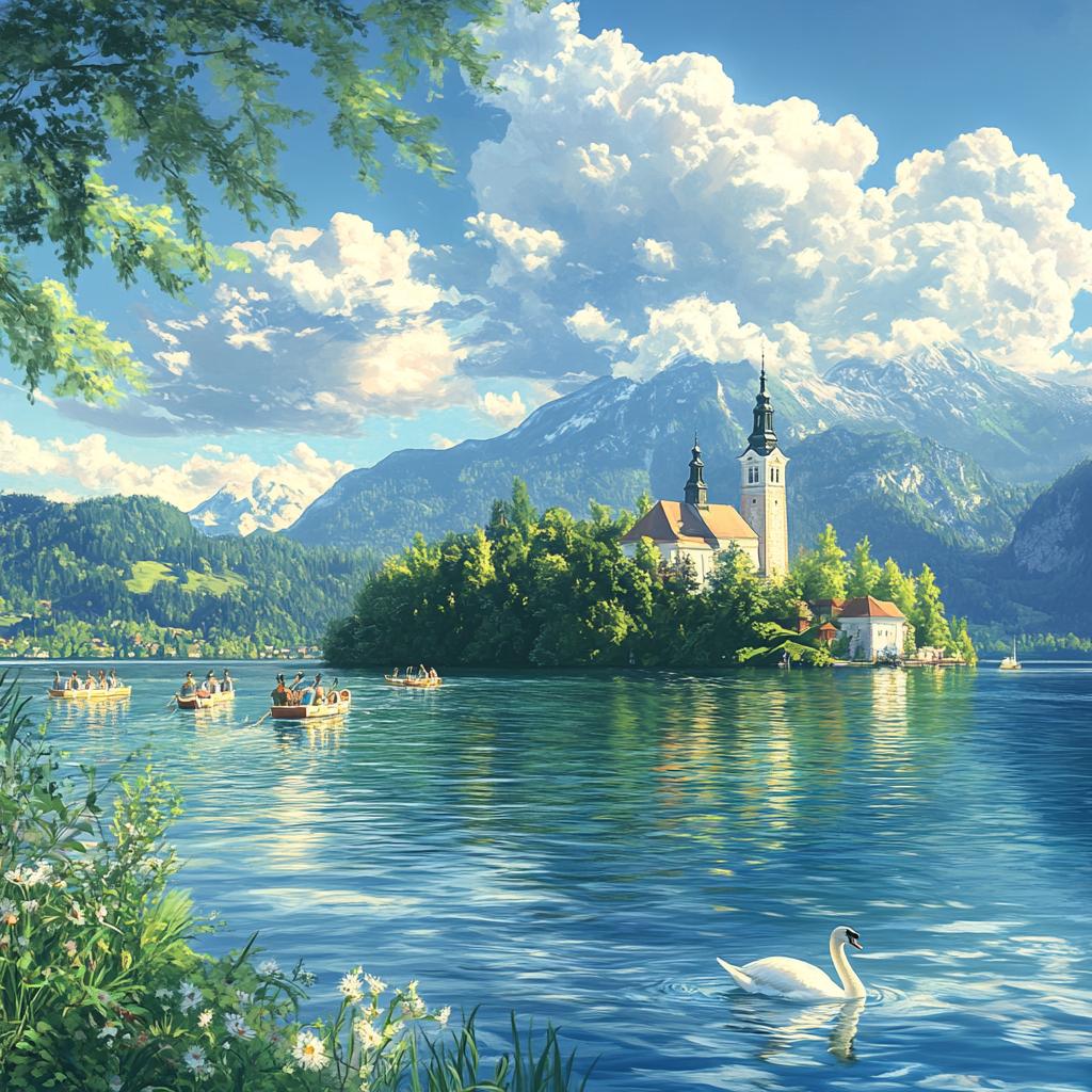 Lake Bled Castle View by Daylight