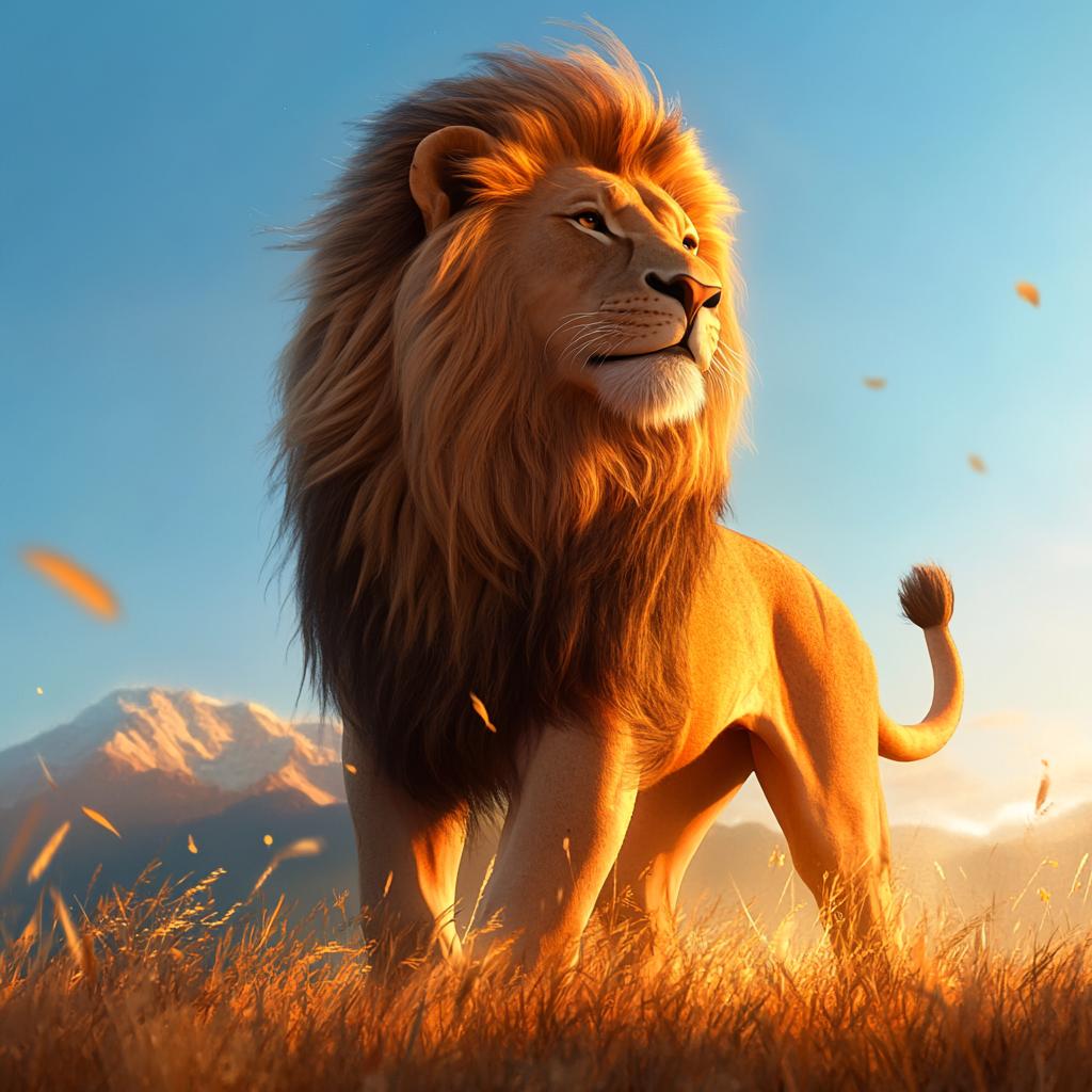 Proud Lion in Dry Savannah