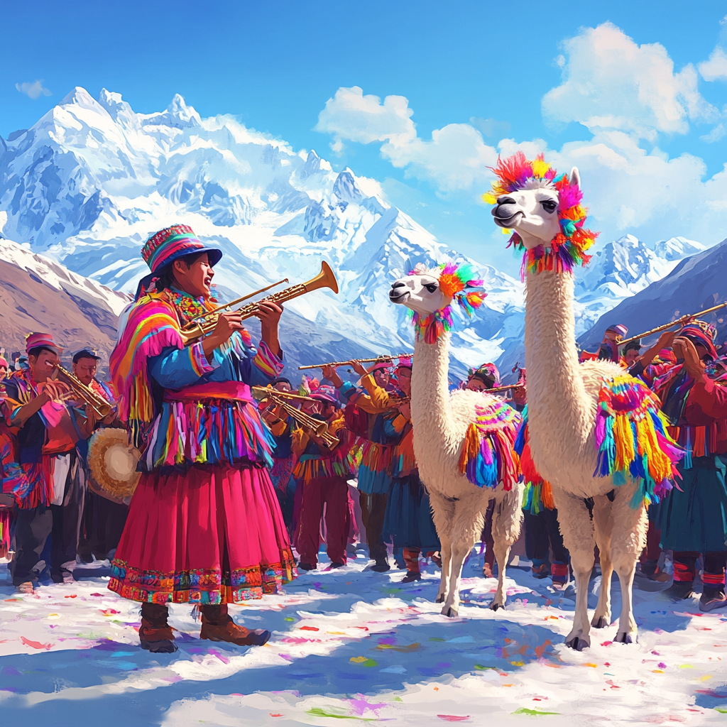 Bolivian Ceremony with Llamas and Music