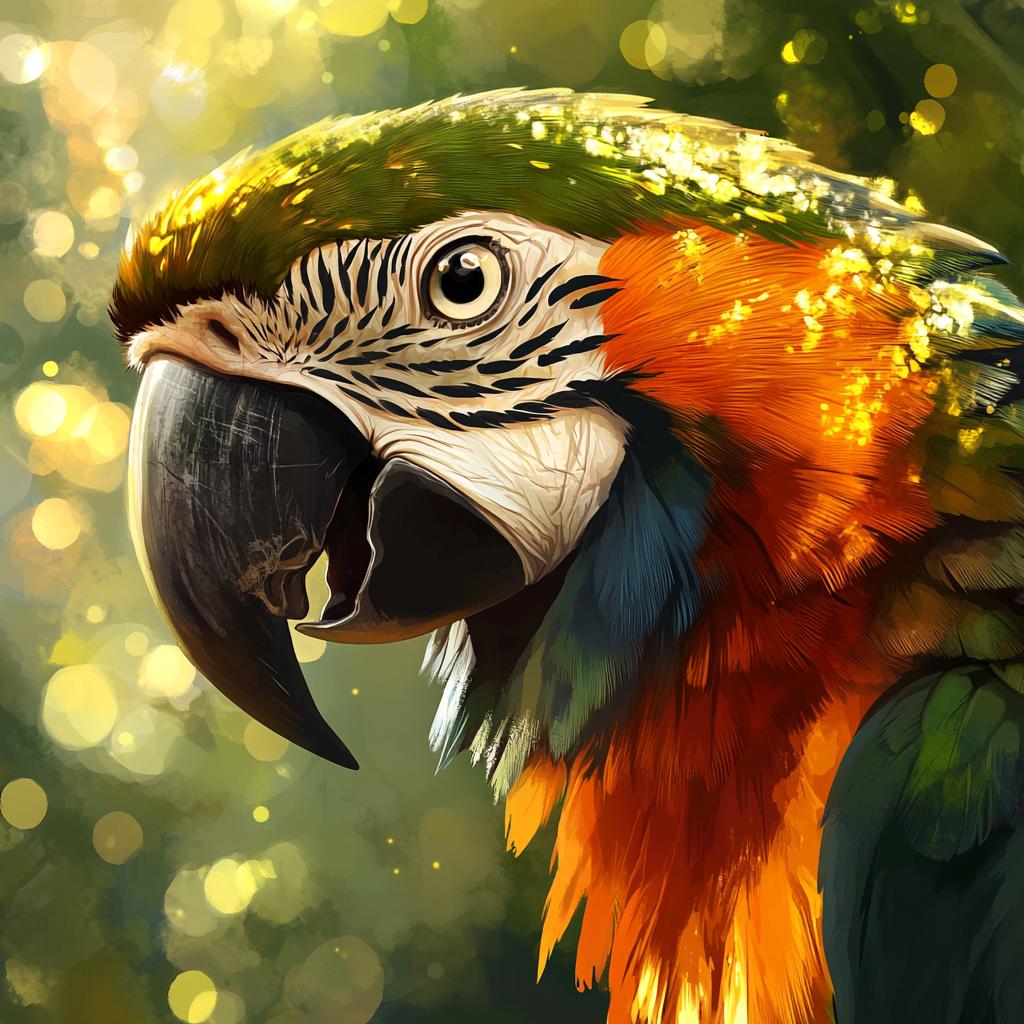Macaw Portrait in Rainforest