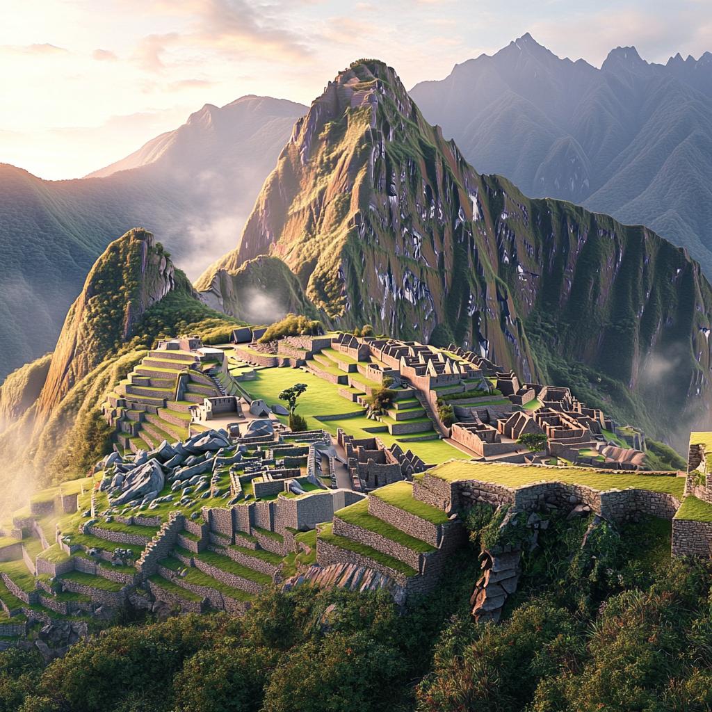 Machu Picchu View with Mountains