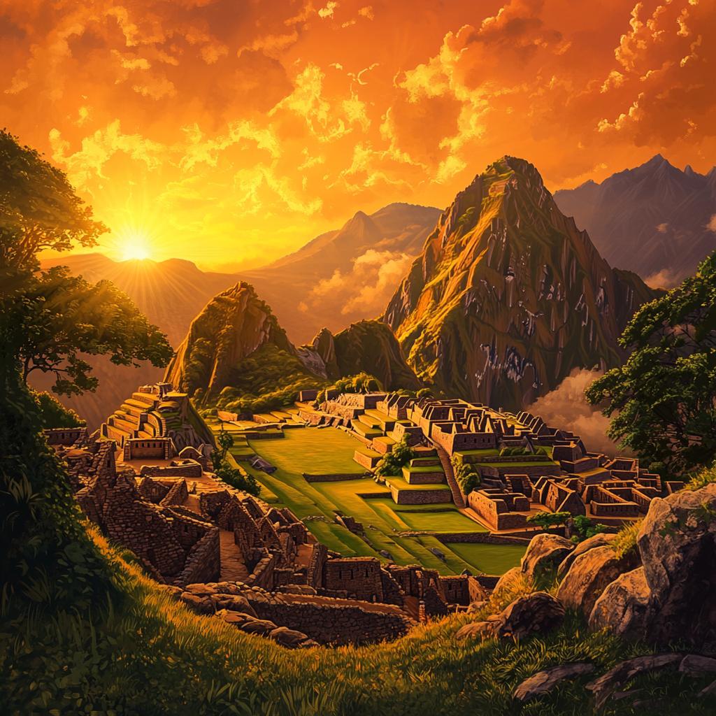 Golden Sunset Over Machu Picchu