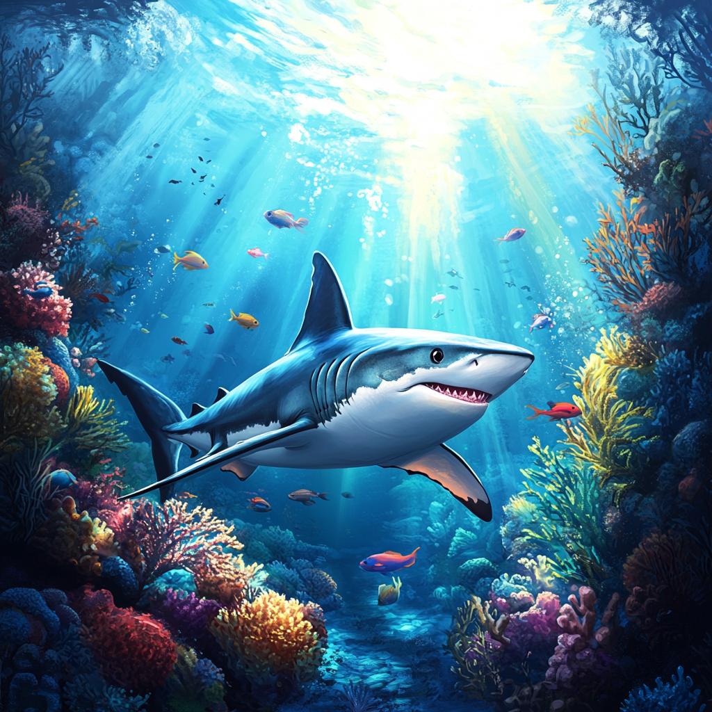 Mako Shark in Coral Reef