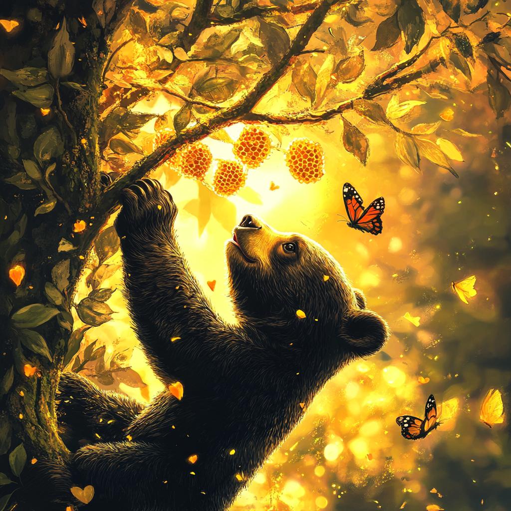 Malayan Sun Bear Catching Honeycombs at Sunset