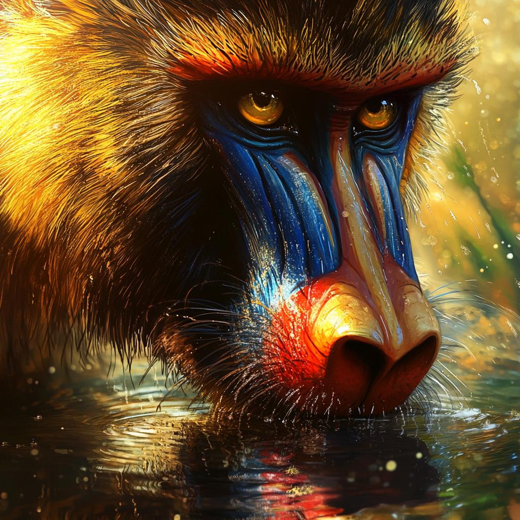 Mandrill Close Up Portrait
