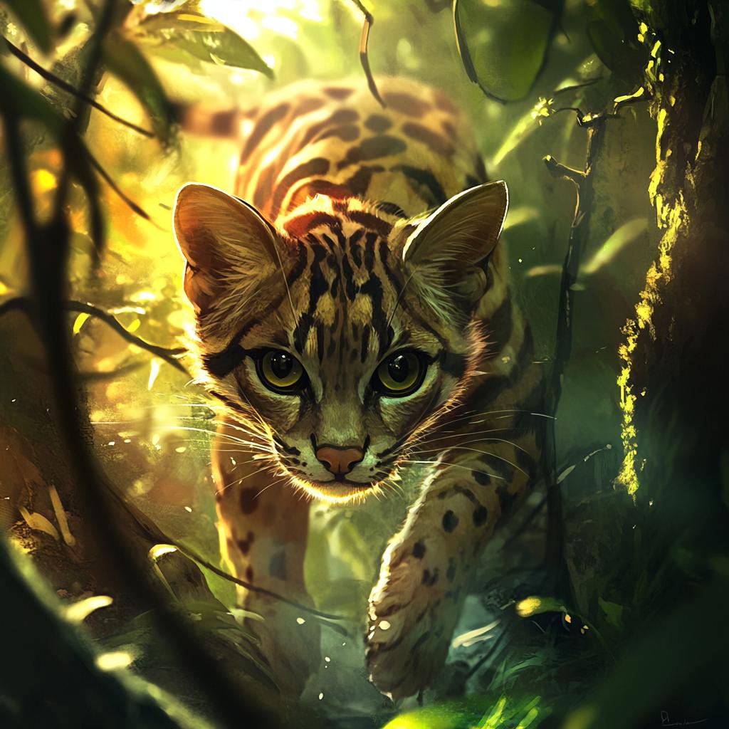 Margay Portrait in Rainforest