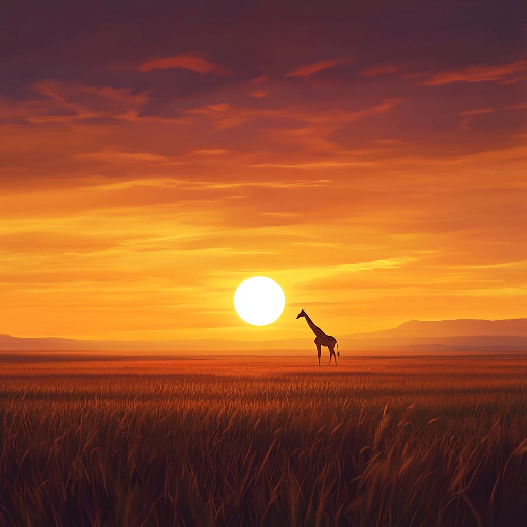 Giraffe Silhouette in Masai Mara Sunset