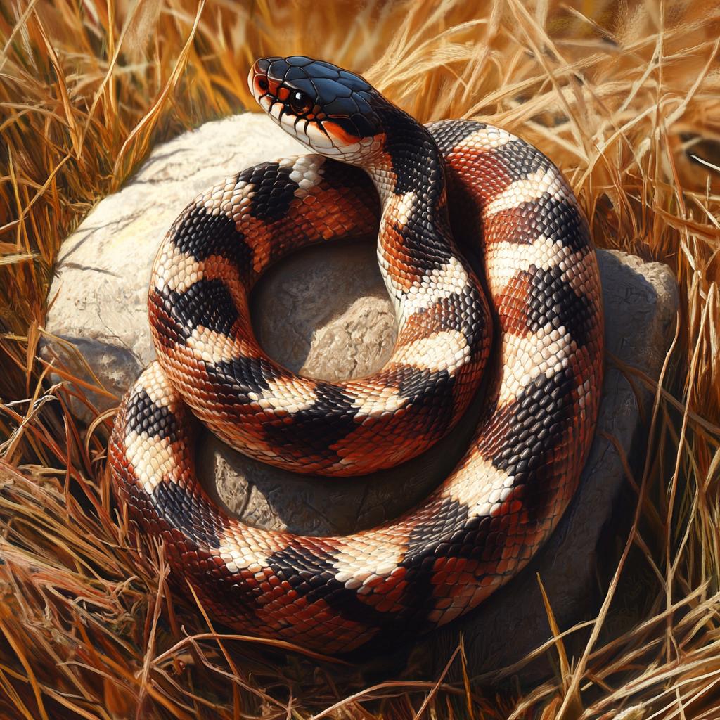 Milk Snake Resting on Rock