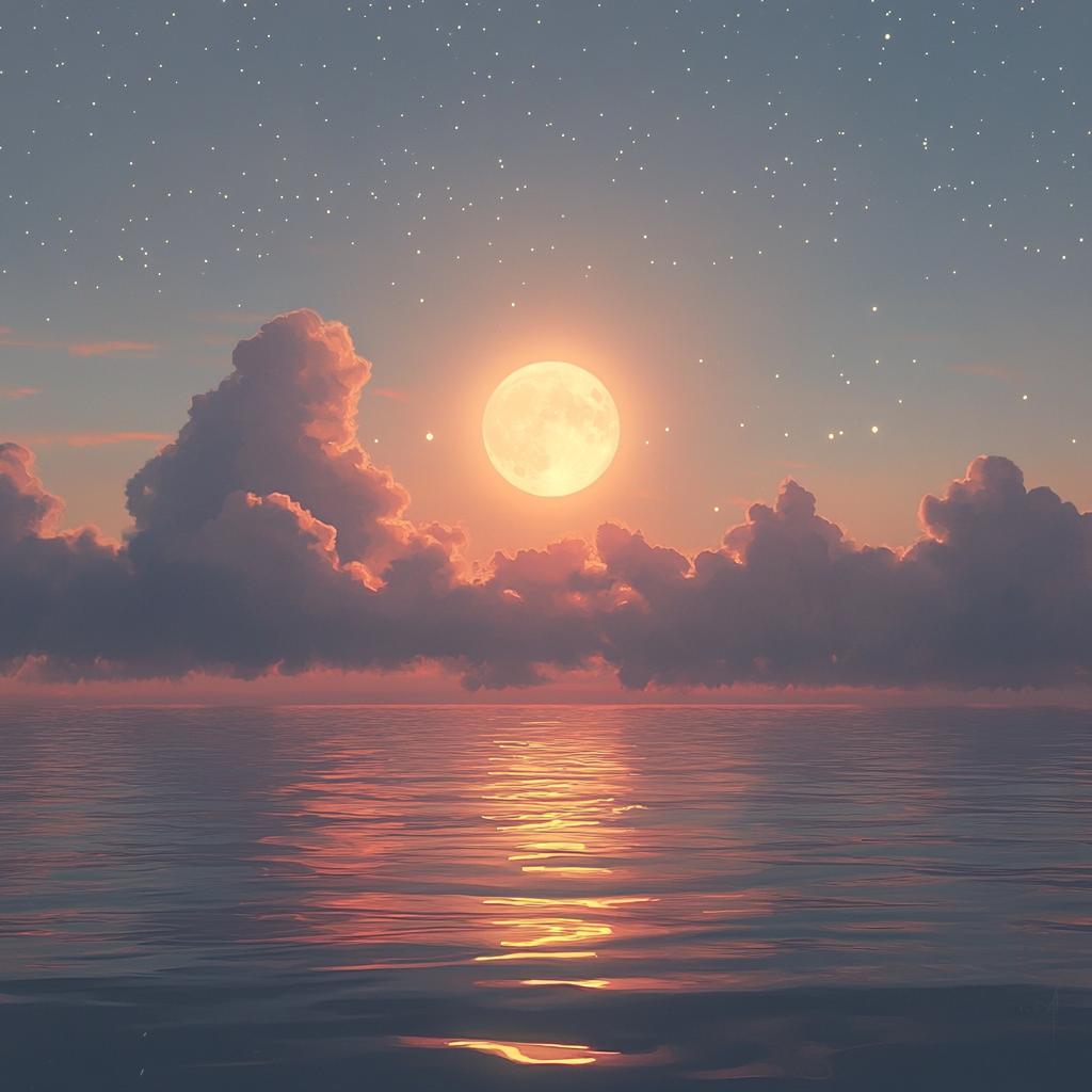Moon Over Clouds and Sea