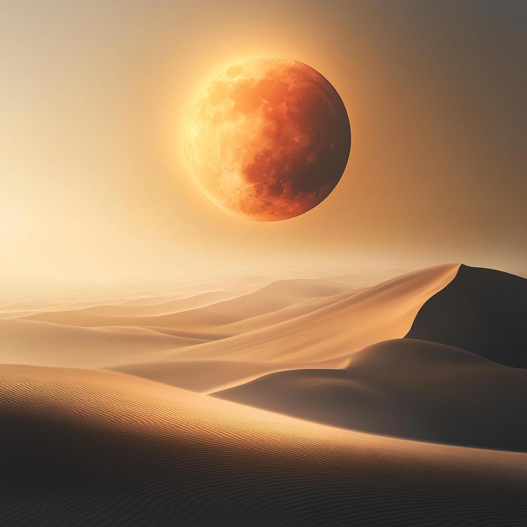 Moon Eclipse Above Sahara Desert