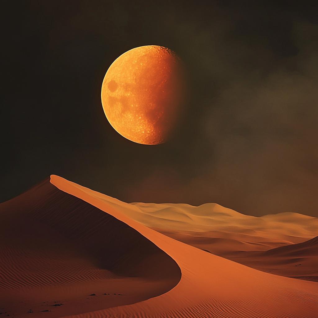 Sahara Desert Under Moon Eclipse