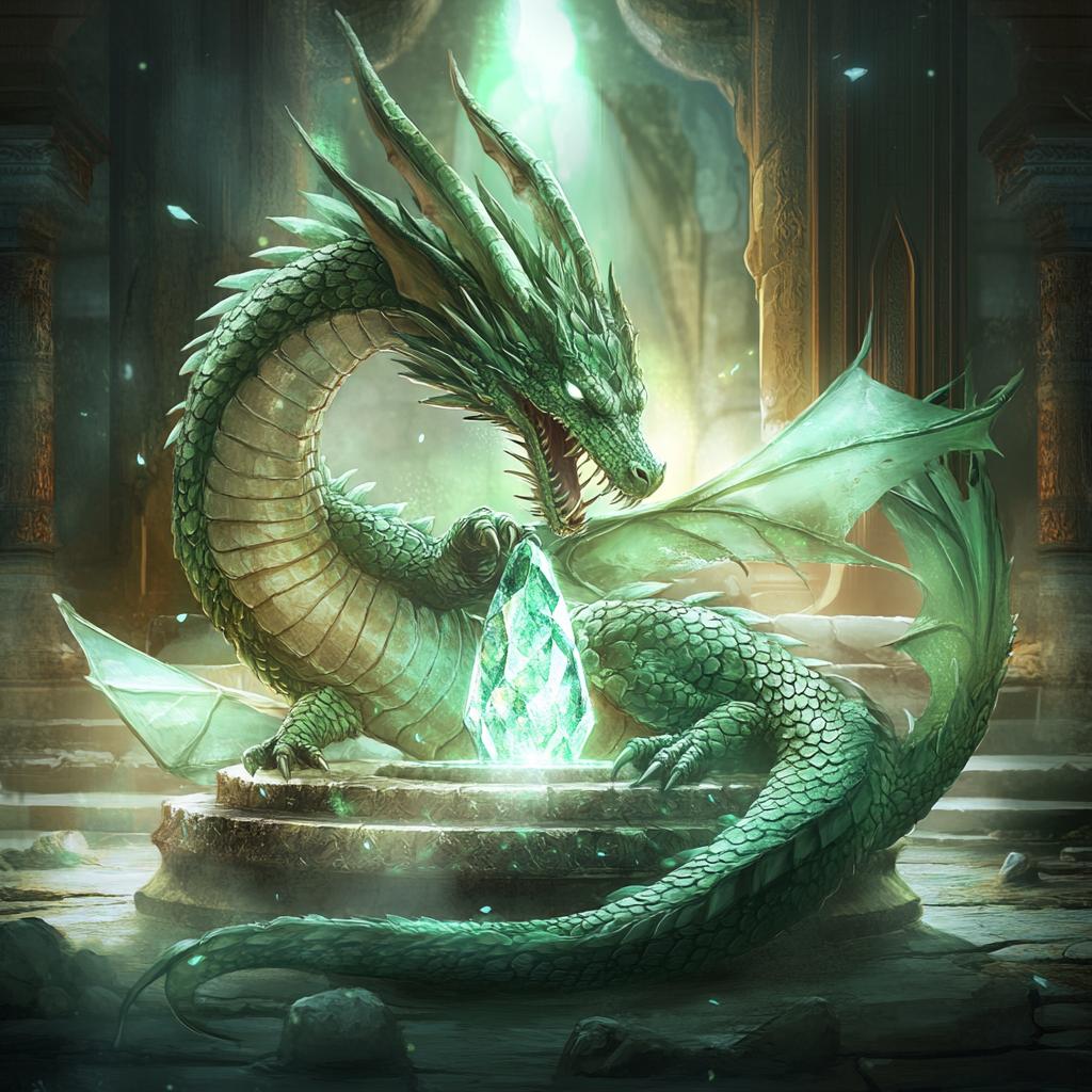 Dragon Protecting Emerald in Castle