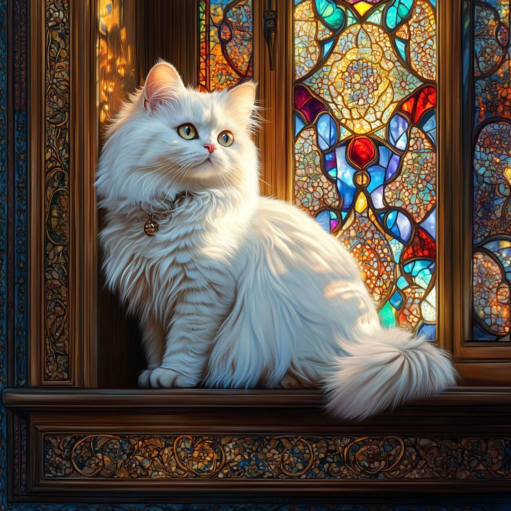 Persian Cat Sitting Near Oriental Window