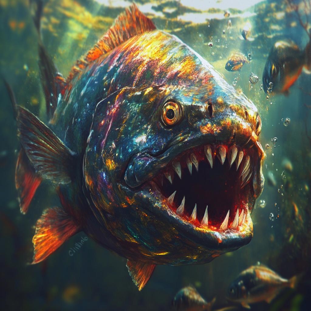 Close Up Piranha Showing Teeth