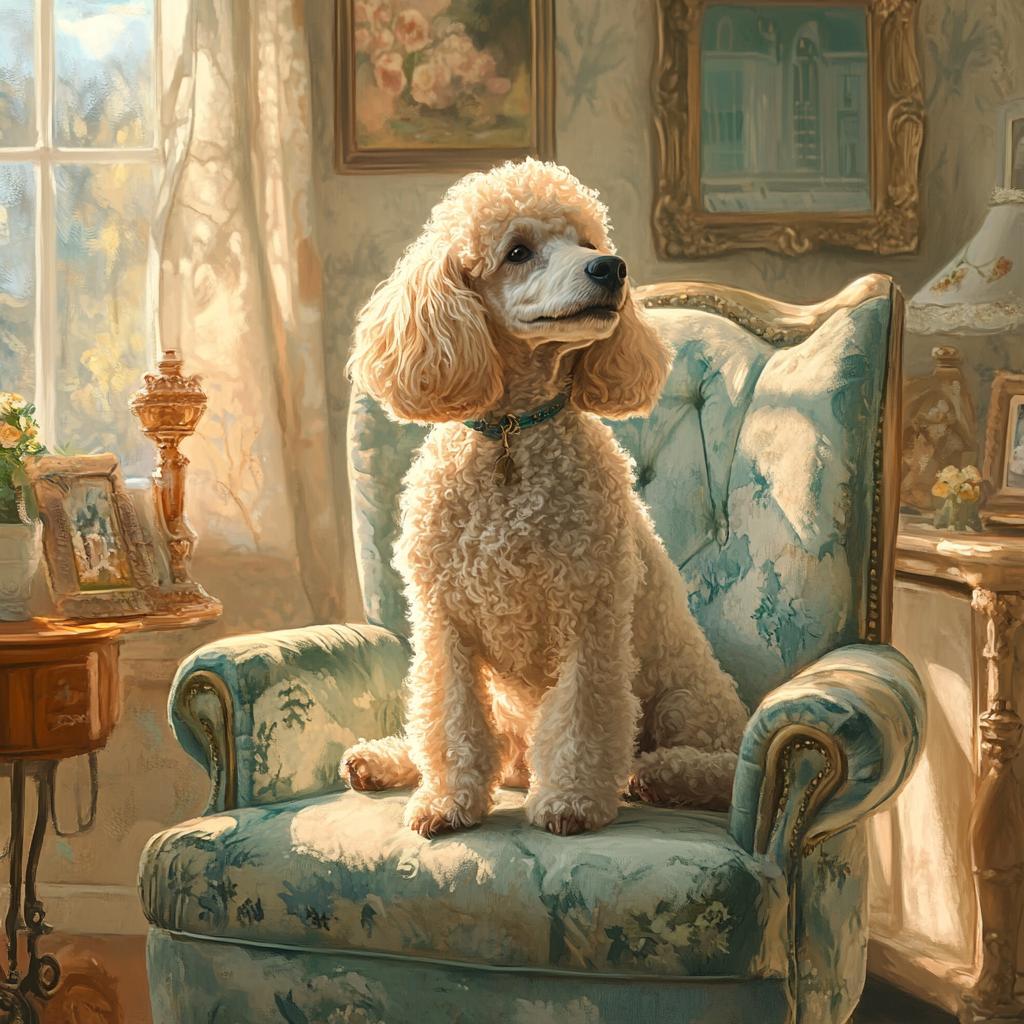 Poodle Sitting on Couch