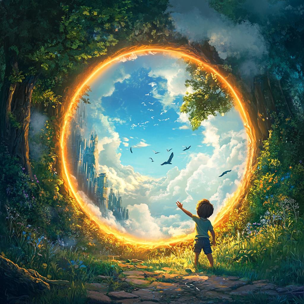 Kid Creating Magical Fire Circle Portal