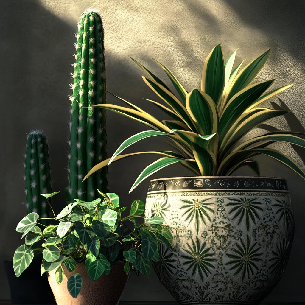 Oriental Pots with Plants Still Life