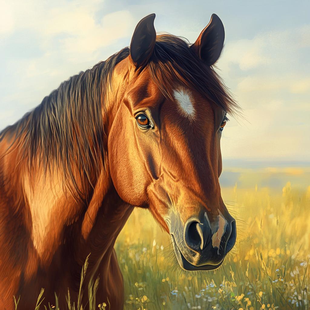 Quarter Horse by River in American Forest