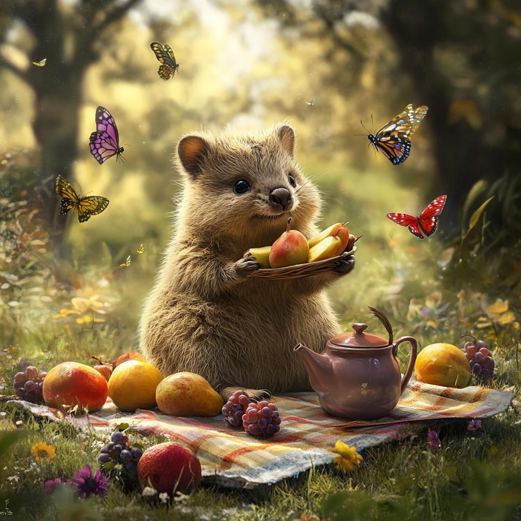 Quokka Having Picnic in Forest