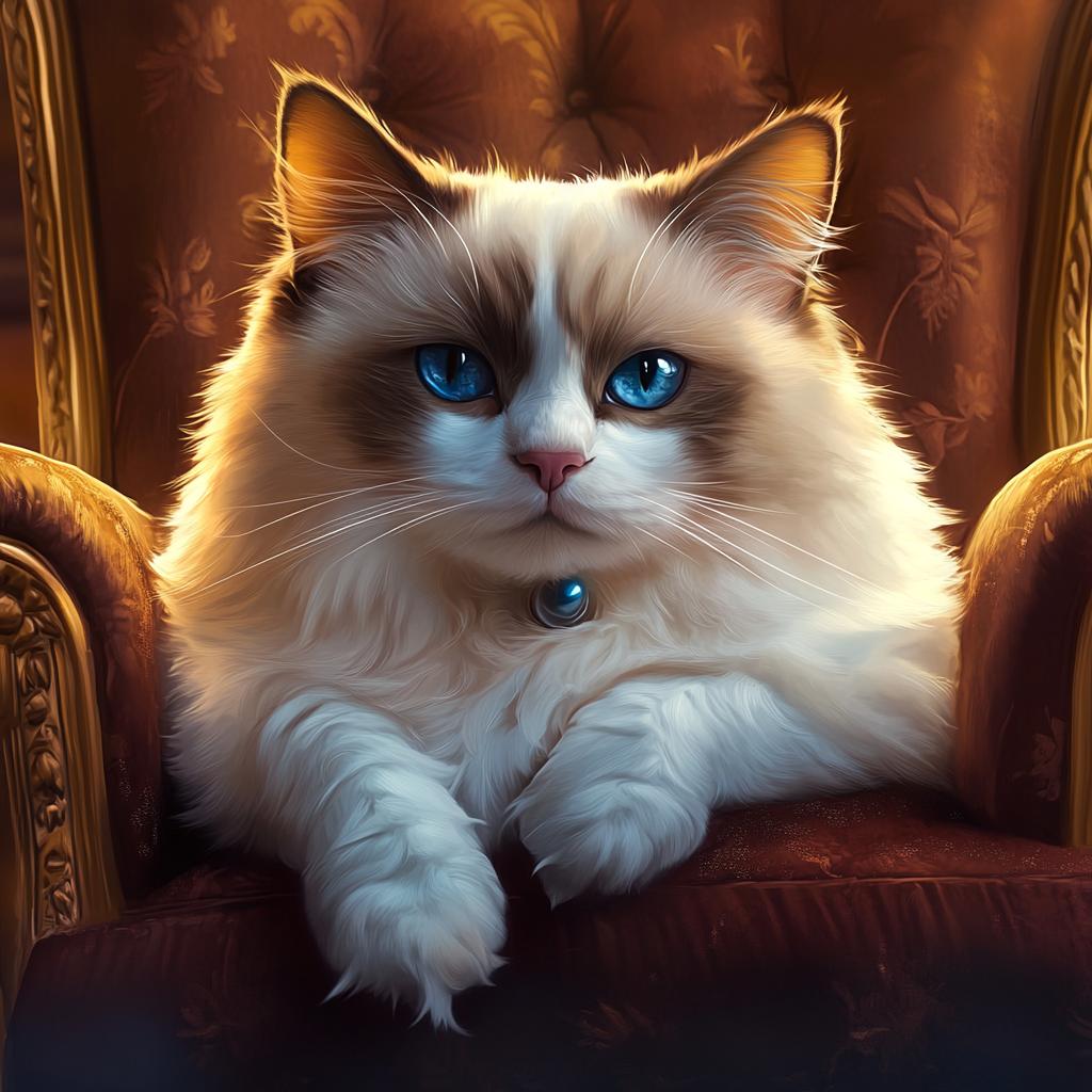 Close Up Ragdoll Cat on Couch