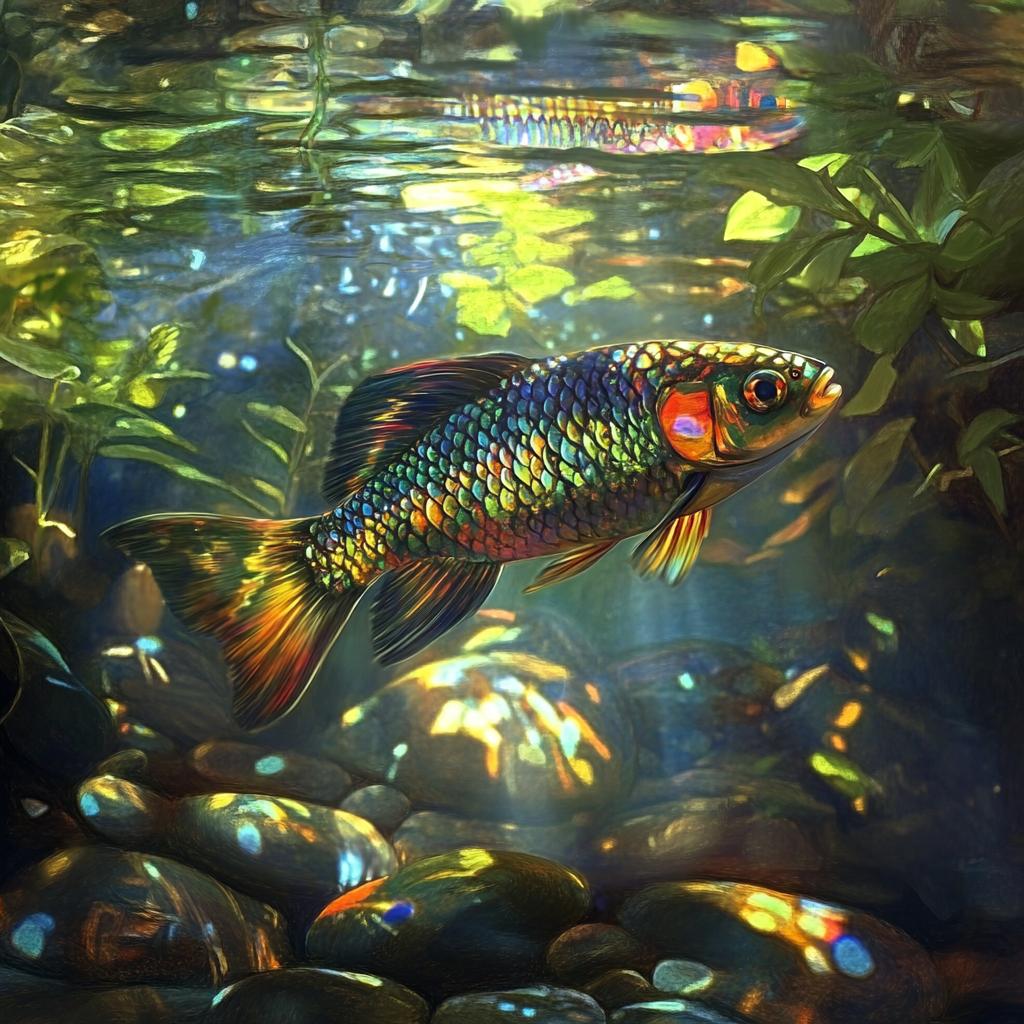 Rainbowfish in Shallow Water with Seagrass