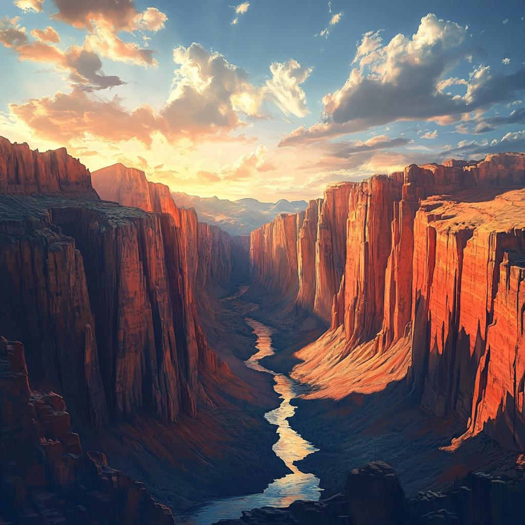 Grand Canyon Style Rocks with River Below