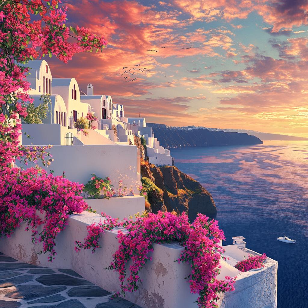 Santorini White and Blue Houses by the Sea